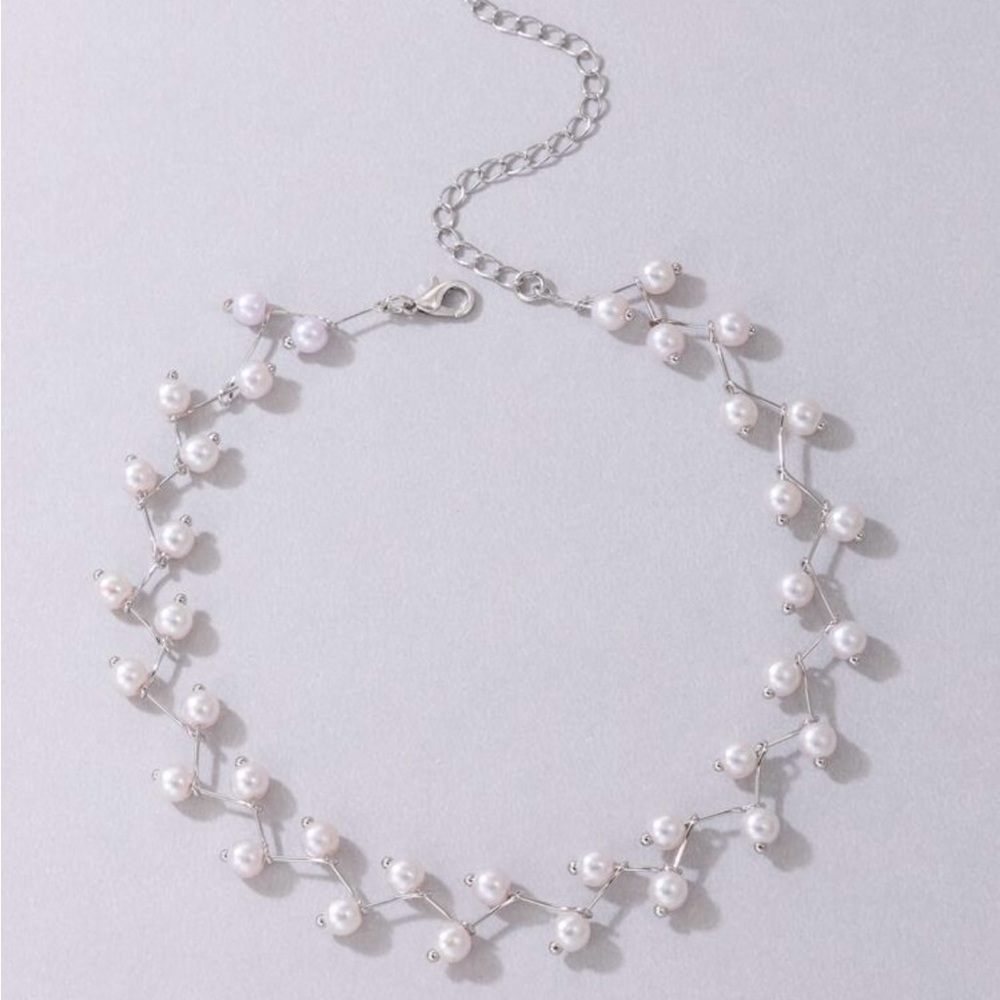 ⚠️Clearance Elegant Pearl Silver And White Choker Necklace - Picture 3 of 6
